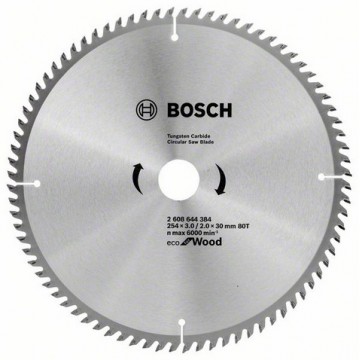 Пильный диск BOSCH Eco for Wood 254×30-80Т