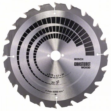 Пильный диск BOSCH Construct Wood 315×30 мм 20 зубьев, особо прочный
