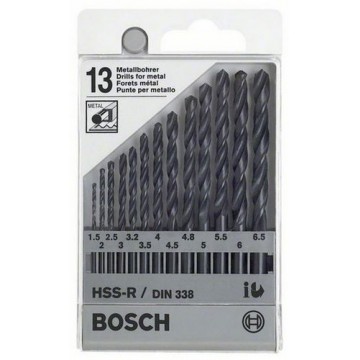 Набор сверл по металлу BOSCH HSS-R 1,5-6,5 мм, 13 шт.