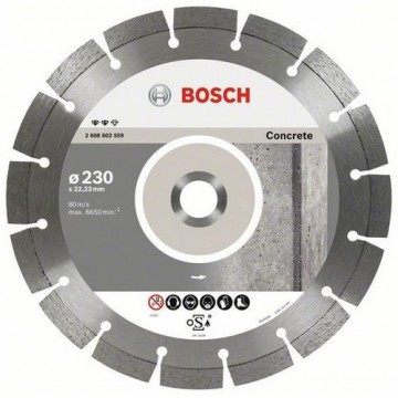 Алмазный отрезной круг по армированному бетону Bosch d300х22,23 мм