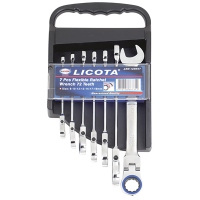 Набор ключей Licota трещоточных с полукарданом 72 зуба 7пр.