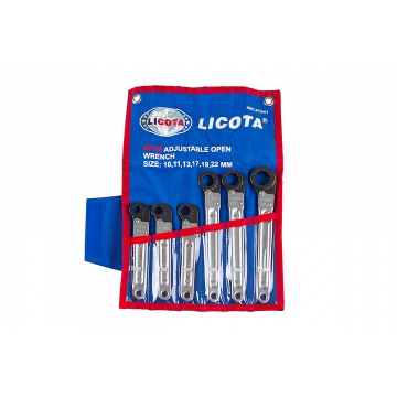 Набор ключей Licota трещоточных с раскрывающимся зевом 10 - 22 мм